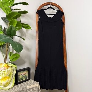 Torrid 3X Black Sweater Knit Flounce Flare Hem Midi Dress